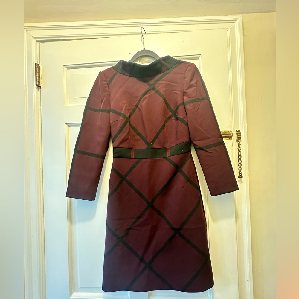Karen Millen Burgundy and Black Dress—Size 4
